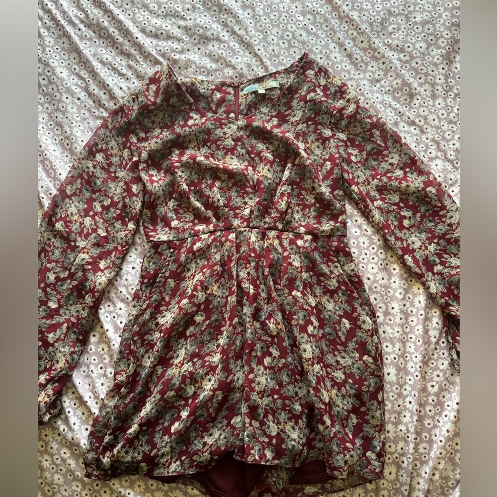 Floral Burgundy Romper